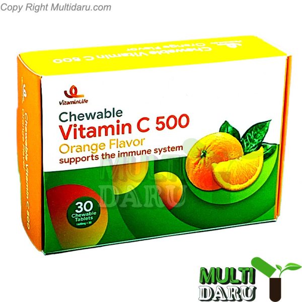 قرص جویدنی ویتامین سی ویتامین لایف طعم پرتقال 30 عددی