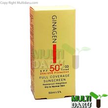 کرم ضد آفتاب SPF50 رنگی ژیناژن مناسب پوست خشک 50 میل