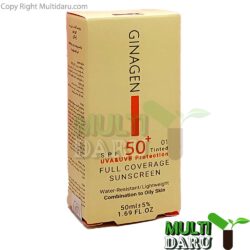 کرم ضد آفتاب SPF50 رنگی ژیناژن مناسب پوست چرب 50 میل