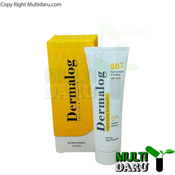 کرم ضد آفتاب درمالوگ SPF50 بدون رنگ فاقد چربی 50 میل