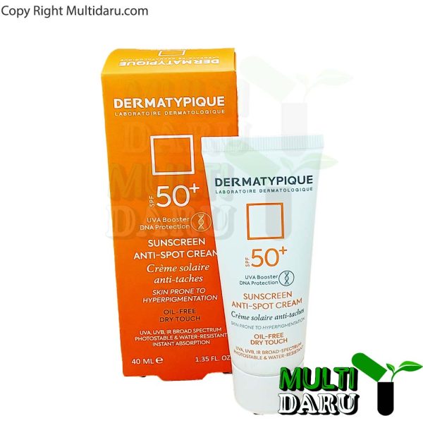 کرم ضد آفتاب درماتیپیک SPF50 آنتی اسپات فاقد چربی 40 میل