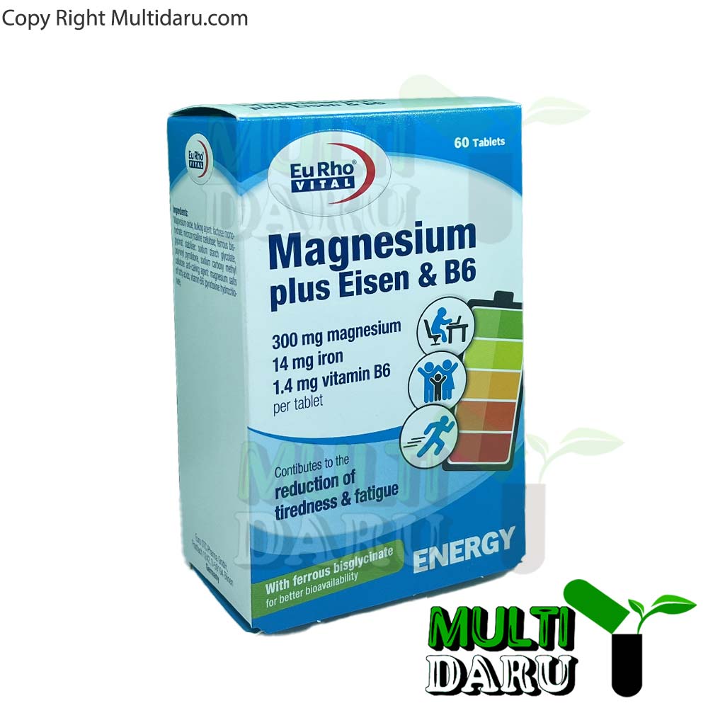 قرص منیزیم پلاس آیزن ب6 یوروویتال 60 عددی