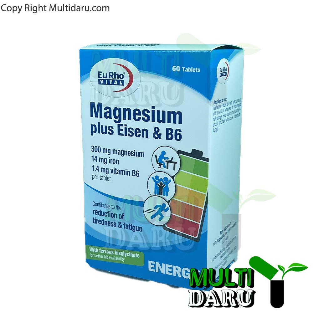 قرص منیزیم پلاس آیزن ب6 یوروویتال 60 عددی