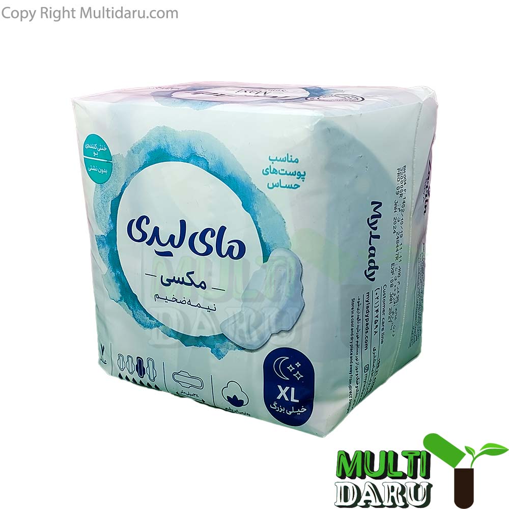 x129.jpg نوار بهداشتی مای لیدی مكسی نیمه ضخیم سایز XL بسته 7 عددی