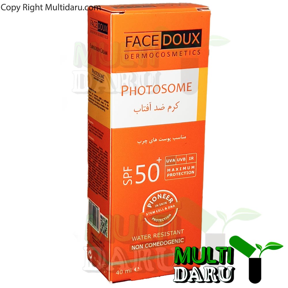 کرم ضد آفتاب SPF50 فیس دوکس مناسب پوست چرب بدون رنگ 40 میلی لیتر